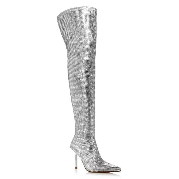 AQUA Nicki Pointed Toe High Heel Rhinestone Over The Knee Boots Size 7 $248 - Picture 1 of 5
